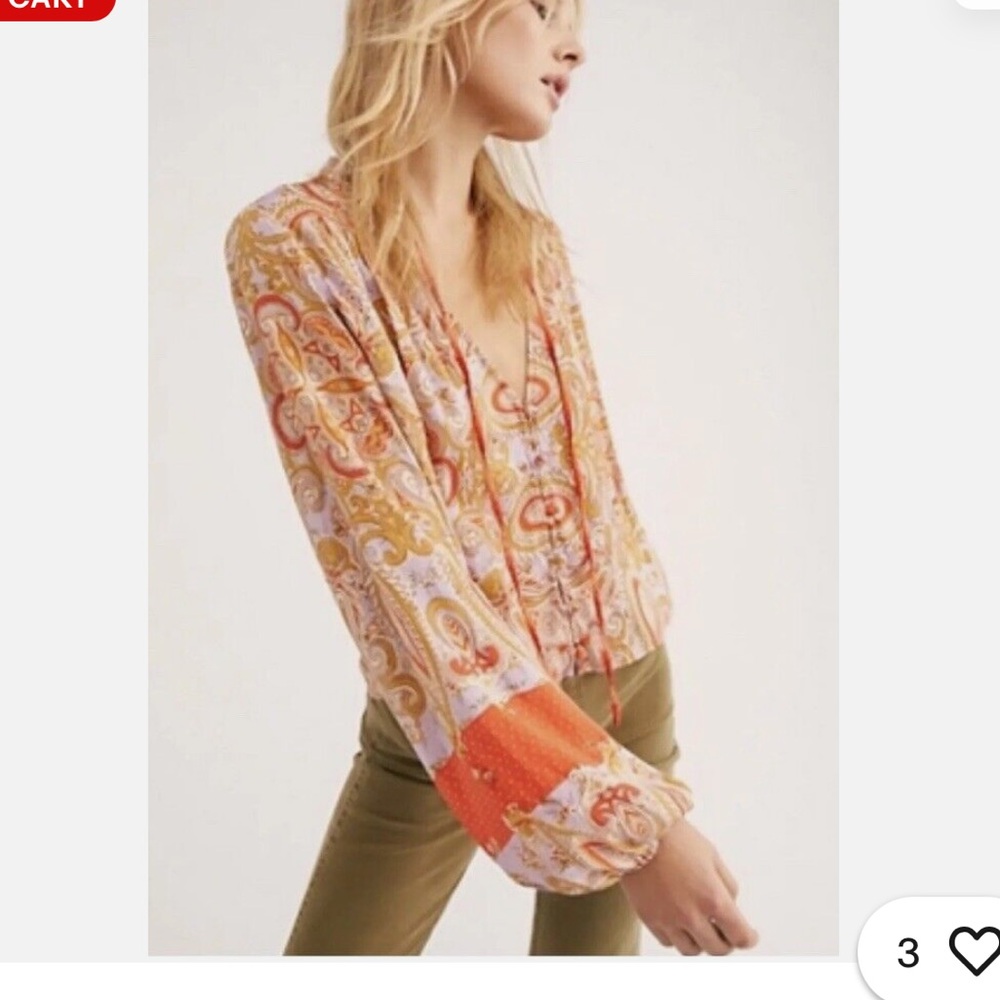 Free People Beautiful Day Boho Crop Blouse small